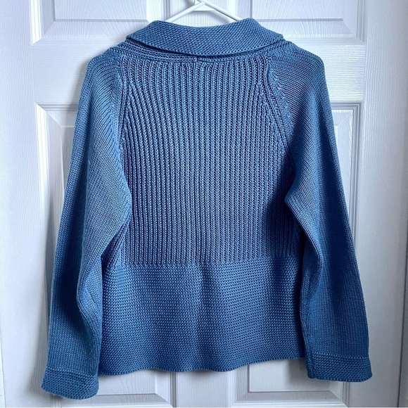 Franco Valeri sweater knit wool cardigan blue women Medium long sleeve buttons - Picture 6 of 6
